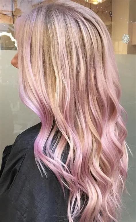 Gorgeous Pink Highlights On Blonde Hair In