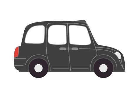 Vector Cartoon Cab Car Isolated Flat British Black Taxi On White