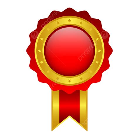 Red And Gold Badge Medal For Winner Vector Emty Medal Emty Badge