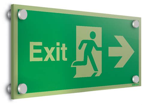 Nite Glo Acrylic Exit Running Man Arrow Right Signs Seton