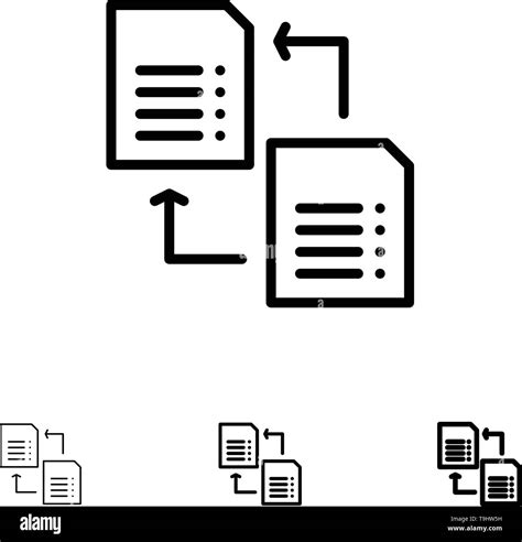 Data File Share Science Bold And Thin Black Line Icon Set Stock