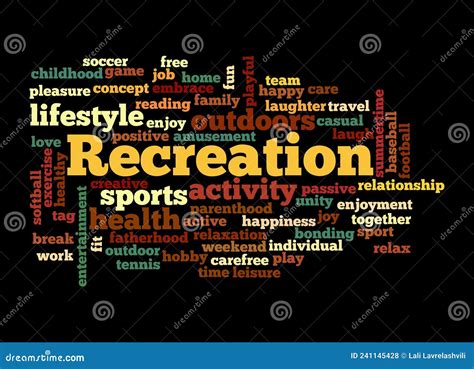 Word Cloud With Recreation Concept Isolated On A Black Background