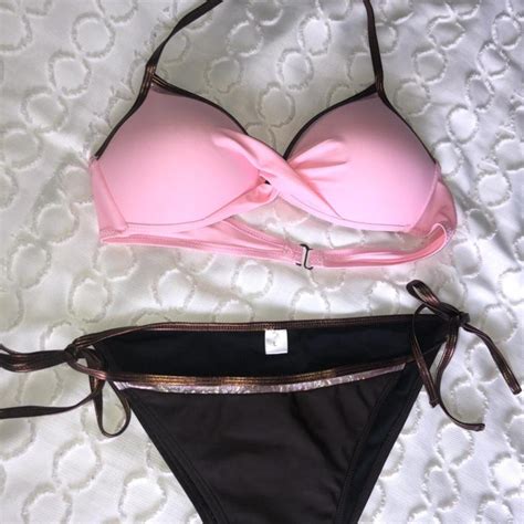 Super Cute Pink And Chocolate Brown Bikini With Depop