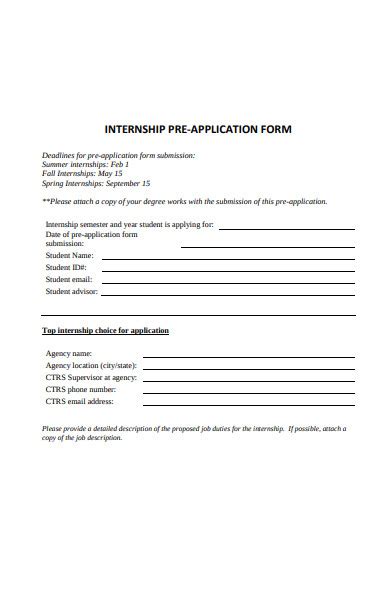 FREE 50 Internship Application Form Samples PDF MS Word Google Docs