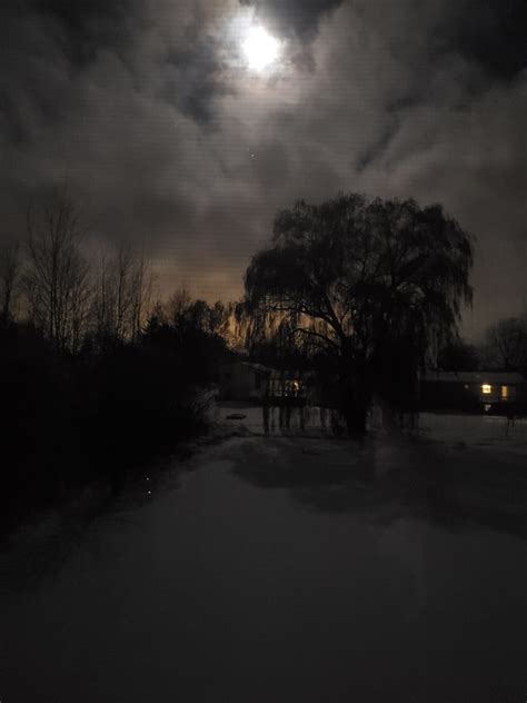 Beautiful Night Eerie Fog Landscapes Moon Natural Night Shadow