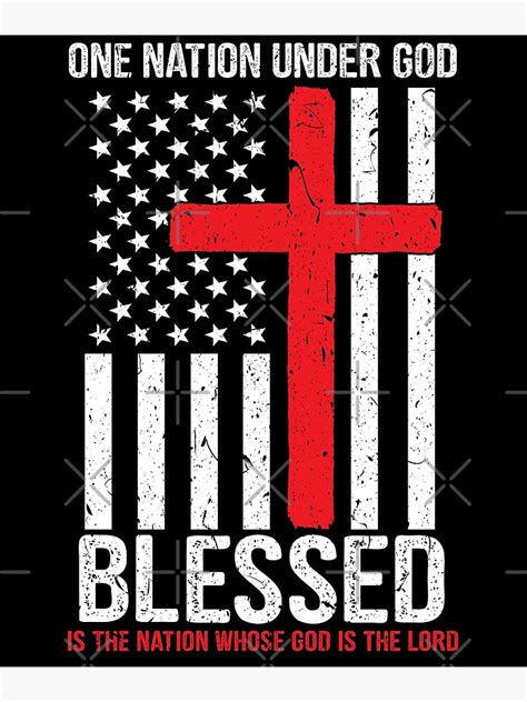 One Nation Under God Blessed Patriotic American Flag Poster For Sale