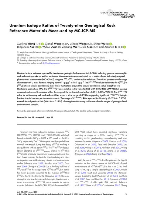 PDF Uranium Isotope Ratios Of Twentynine Geological Rock Reference