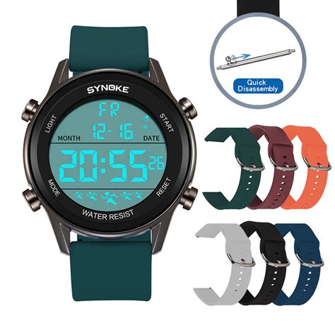 Synoke Waterproof Mens Watch Luxury Sports Watch Fashion Alarm Led