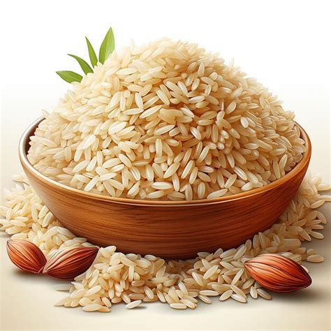 Icono de arroz marrón realista en un fondo blanco Foto Premium