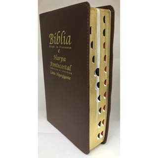 Biblia Sagrada Letra Hiper Gigante Harpa Marrom Luxo Shopee Brasil