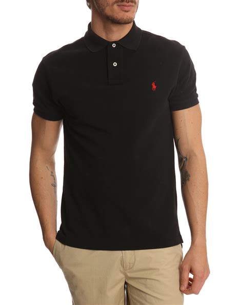 Polo Ralph Lauren Slim Fit Black Polo Shirt In Black For Men Lyst