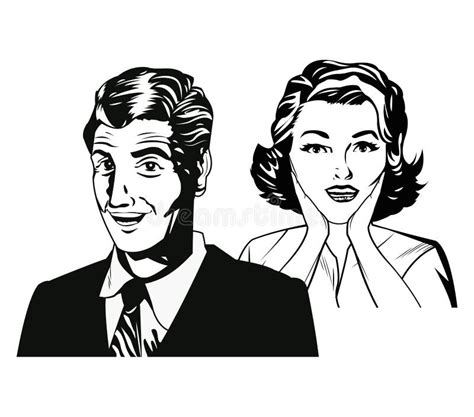 Couple Expression Together Black And White Stock Vector Illustration Of Outdoor Laughing