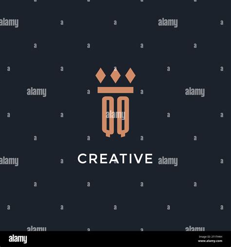 Qq Logo Initial With Pillar Icon Design Luxury Monogram Style Logo For