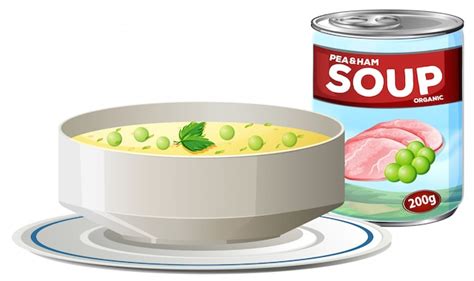 Soupe Aux Pois Et Au Jambon En Cannette Vecteur Premium