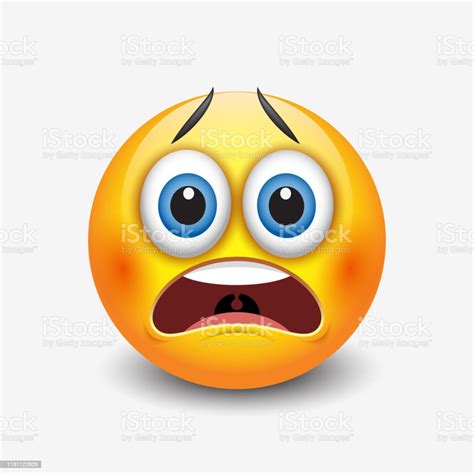 emotikon ketakutan lucu emoji tersenyum ilustrasi vektor ilustrasi stok