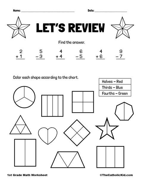 Add Subtract And Fractions 1st Grade Math Worksheet Catholic Worksheets Library