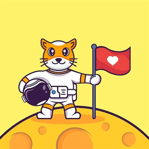 Astronauta de desenho animado bonito na lua ilustração vetorial de