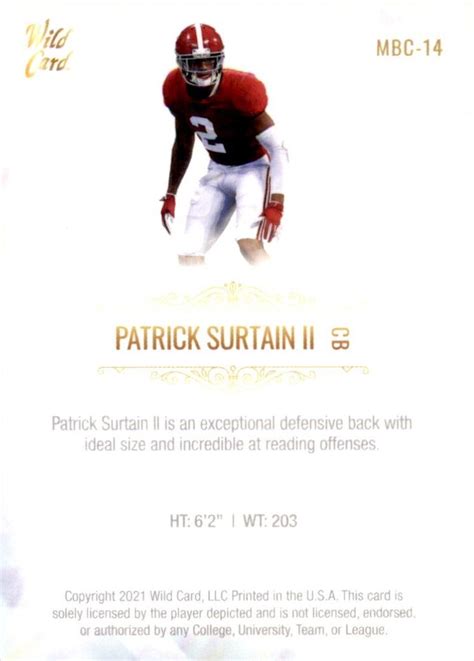 2021 Wild Card Matte PATRICK SURTAIN II RC Denver Broncos MBC 14 EBay