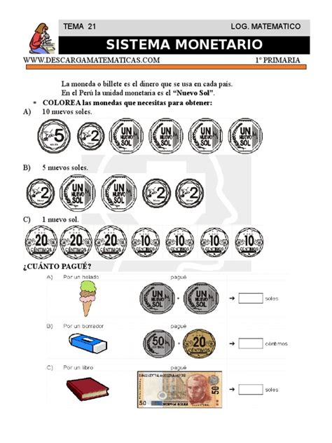 21 Sistema Monetario Primero De Primaria Pdf