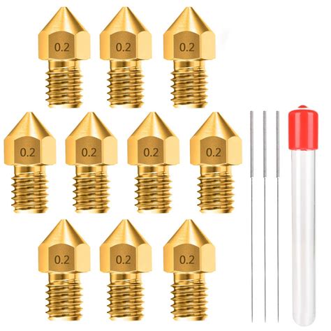 0 2MM MK8 Ender 3 Nozzles 10 Pcs 3D Printer Brass Nozzles Extruder For