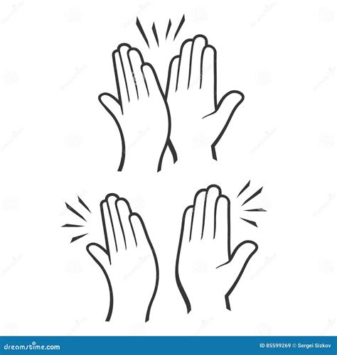 Two Hands Giving A High Five Icons Set Vector Stock Vector