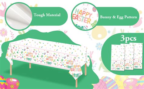 Amazon BOKFJBP 3 PCS Easter Tablecloth Disposable 54x108 Inch