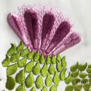 Thistle Flower Fluffy Fringed Thread Velvet Machine Embroidery Design