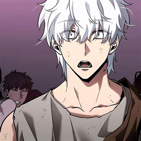 An Anime Character With White Hair And Gray Eyes Looking At The Camera