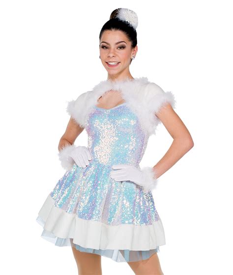 White Sequin Holiday Skating Dance Costume A Wish Come True Dance