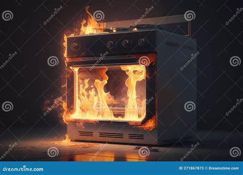 Burning Gas Stove Fire In A Kitchen Flames Of Fire In Gas Stove Generative Ai Stock