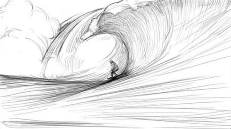 Surfer Surfing The Waves Fun And Easy Things To Draw Black White Pencil