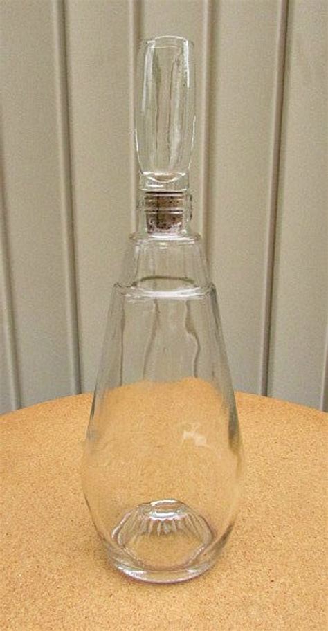 Vintage 50s Clear Liquor Bottle Decanter Cork Stopper Top Is A Etsy