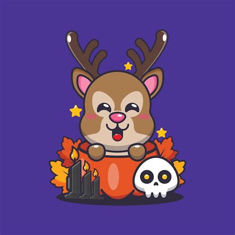 Cerf Mignon Dans La Citrouille D Halloween Illustration De Dessin