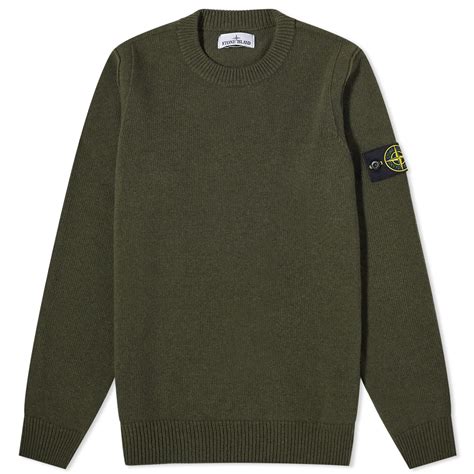 Stone Island Reverse Seam Lambswool Crew Knit Olive END US