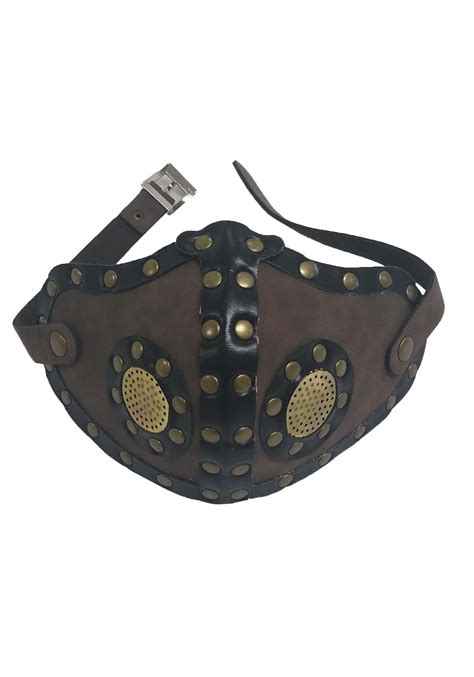 Vented Faux Leather Steampunk Adult Mask With Studs