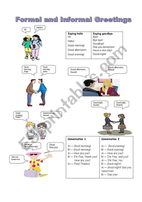 Formal And Informal Greetings Esl Worksheet By Teachercarine Hot Sex Picture