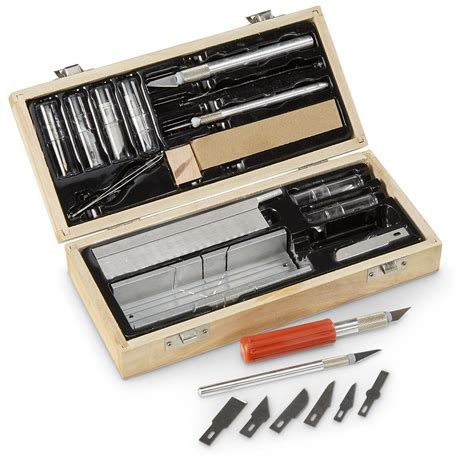 30 Pc Hawk Hobby Knife With Miter Box Cutter Set 660275 Hand Tools