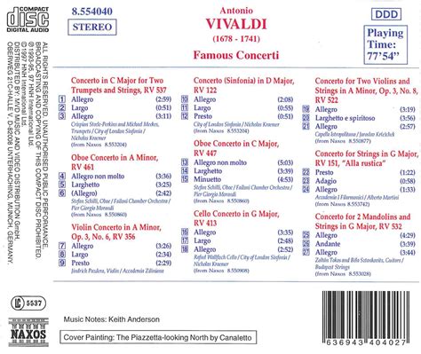 Antonio Vivaldi Konzerte F R Mehrere Instrumente Cd Jpc