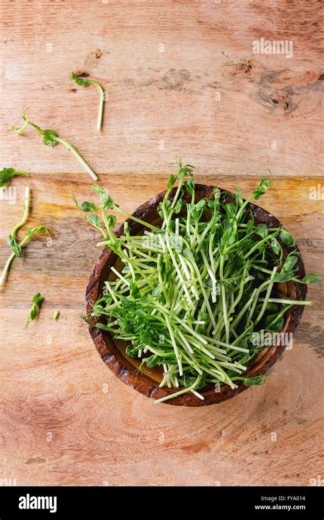 Bowl Of Pea Sprouts Stock Photo Alamy