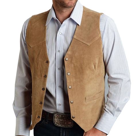 awdenio mens western cowboy suit vest slim fit faux suede leather