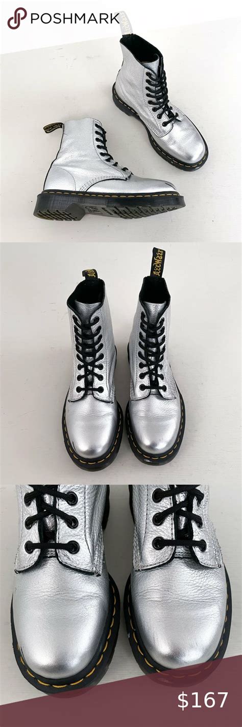 Dr Martens Metallic Silver Santos 1460 Pascal Lace Up Combat Boot