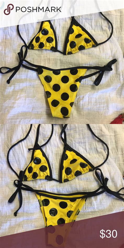 Yellow Poka Dotted Bikini Yellow Polka Dot Bikini Bikinis Bikinis Cute