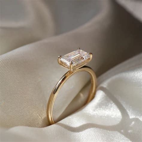 1 50 Carat Emerald Cut East West Solitaire Engagement Ring Minimalist