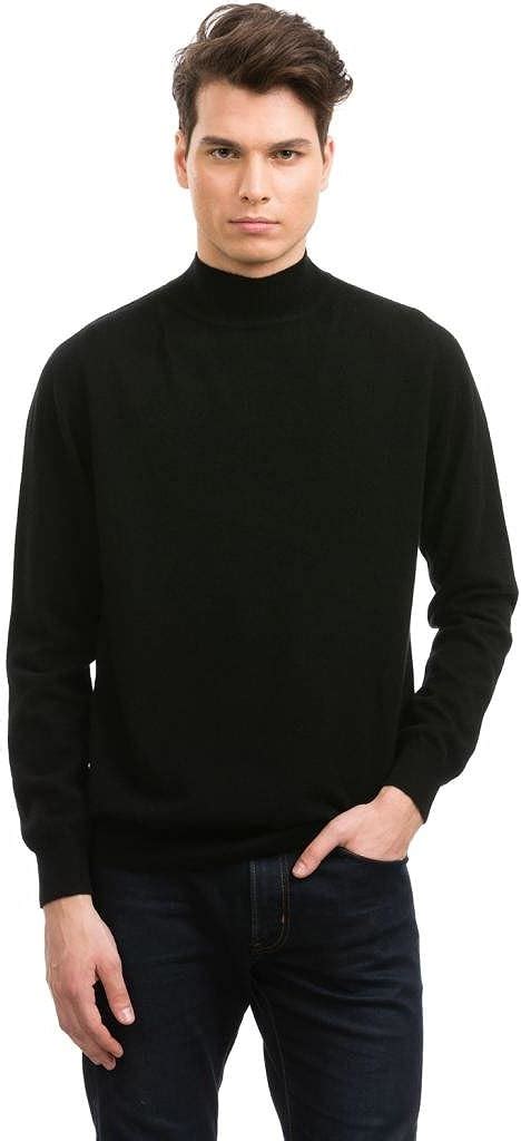 Citizen Cashmere Mens Black Mock Neck Sweater 100 Cashmere Long Sleeve Knitted Pullover