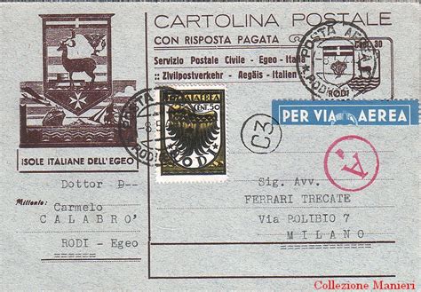 Storia Postale Della R S I Cartolina Postale Con Risposta Dell Isola