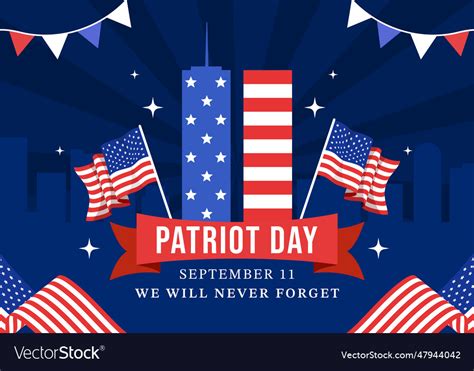 Happy Usa Patriot Day With United States Flag 911 Vector Image