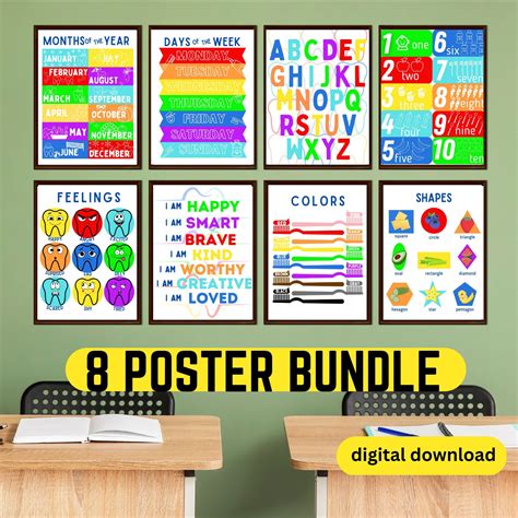 Dental Themed Kids Educational Poster Prints Homeschool Prints ...