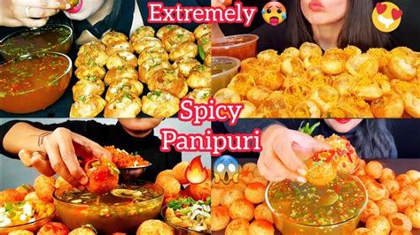 Asmr Eating Extremely Spicy Panipuri 🥵🔥 With Green Chilli 🌶️ Spicy