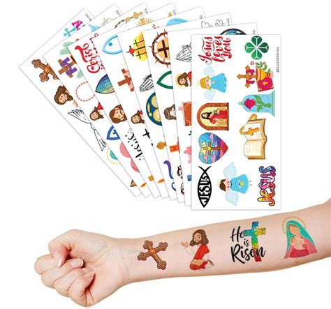 Tatuajes temporales religiosos con la fe cristiana de Jesús cruz