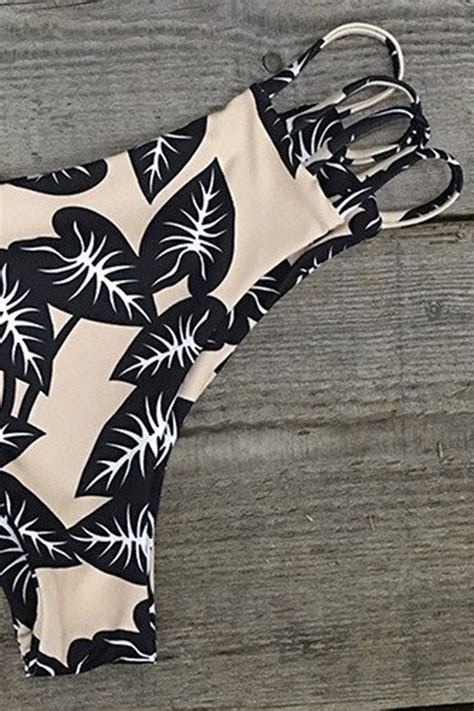 The Fall Floral Black Leaves Bikini Set